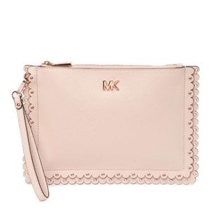 Michael Kors Pink Scalloped Leather Clutch Bag